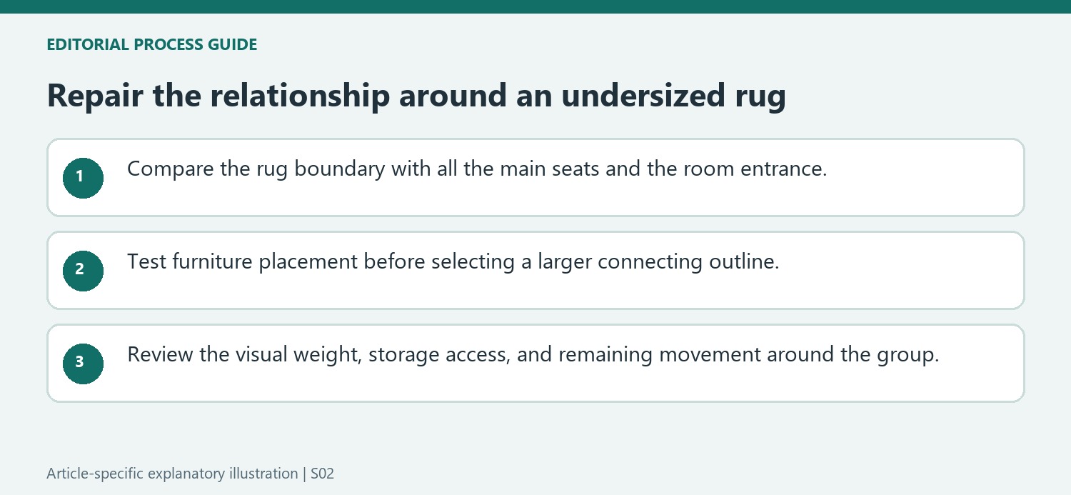 Repair the relationship around an undersized rug