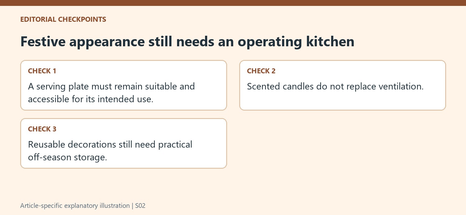 Festive appearance still needs an operating kitchen