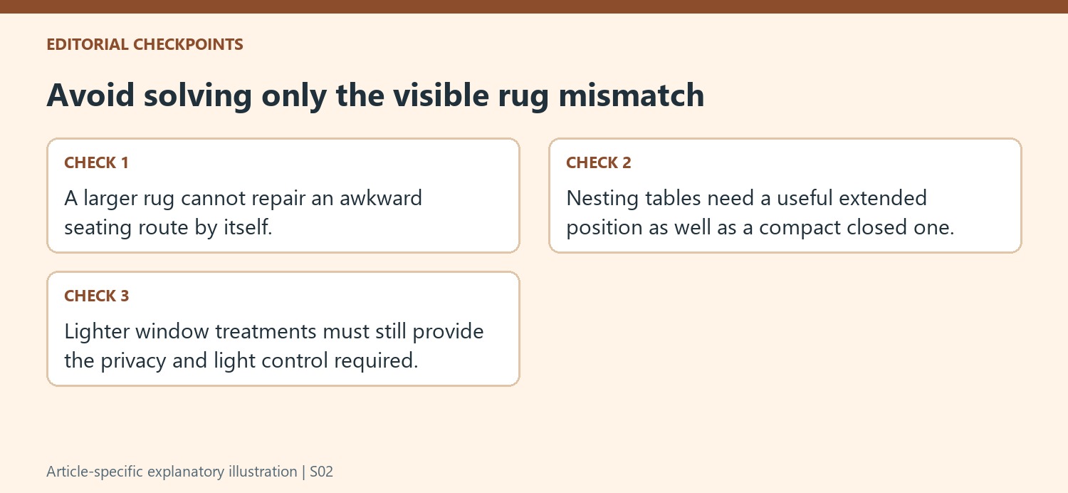 Avoid solving only the visible rug mismatch
