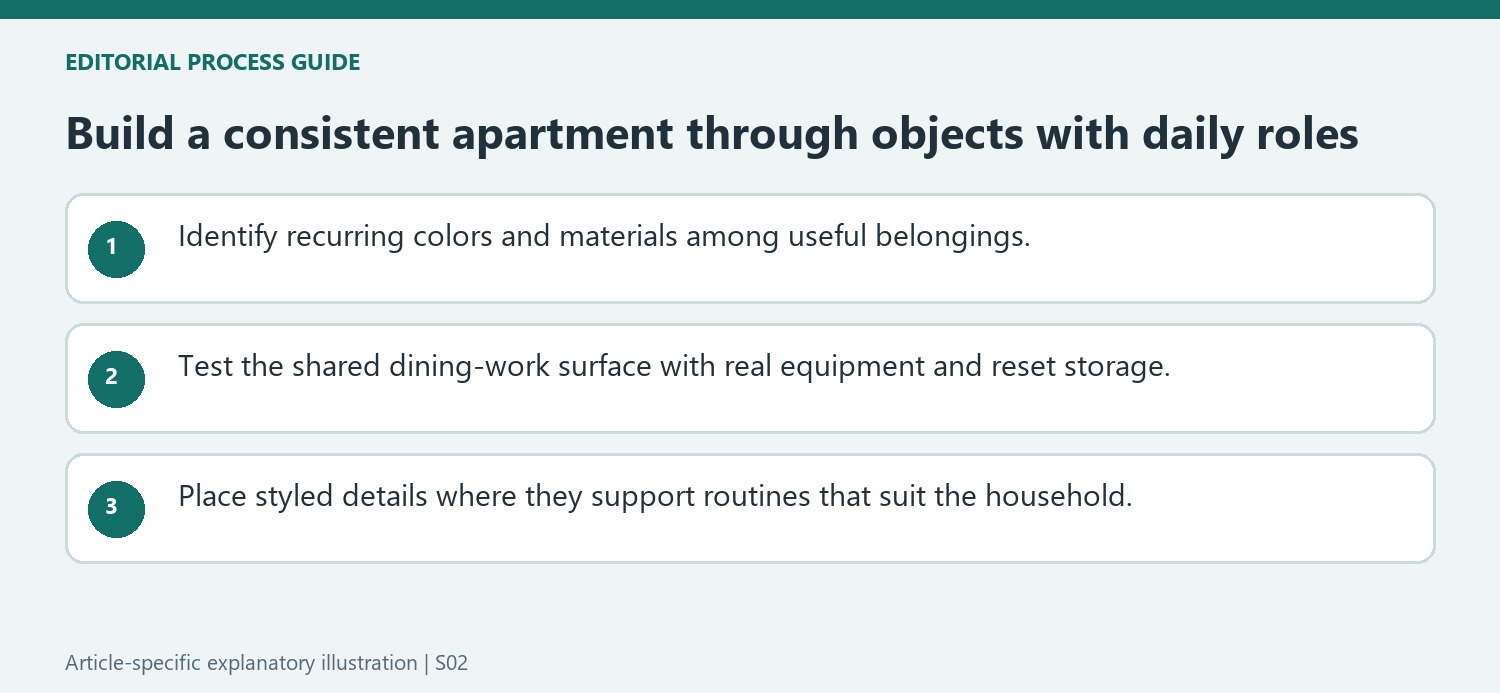 Build a consistent apartment through objects with daily roles