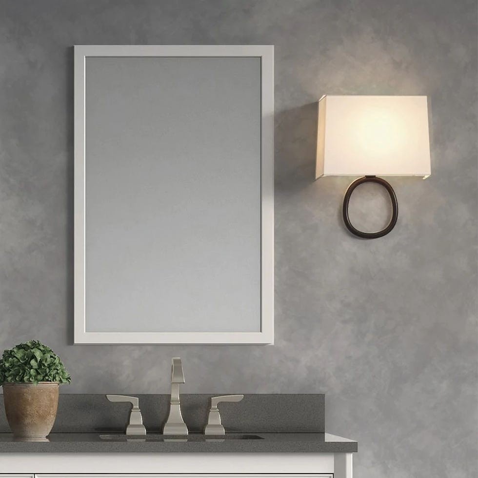 The source shopping presentation shows a soft gray tie-dye wall pattern behind a basin and mirror.