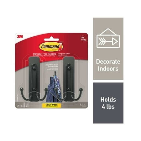 A double-hook product in the source shopping edit is presented separately from the picture-hanging strips on the cover; its stated use and capacity must be read independently.