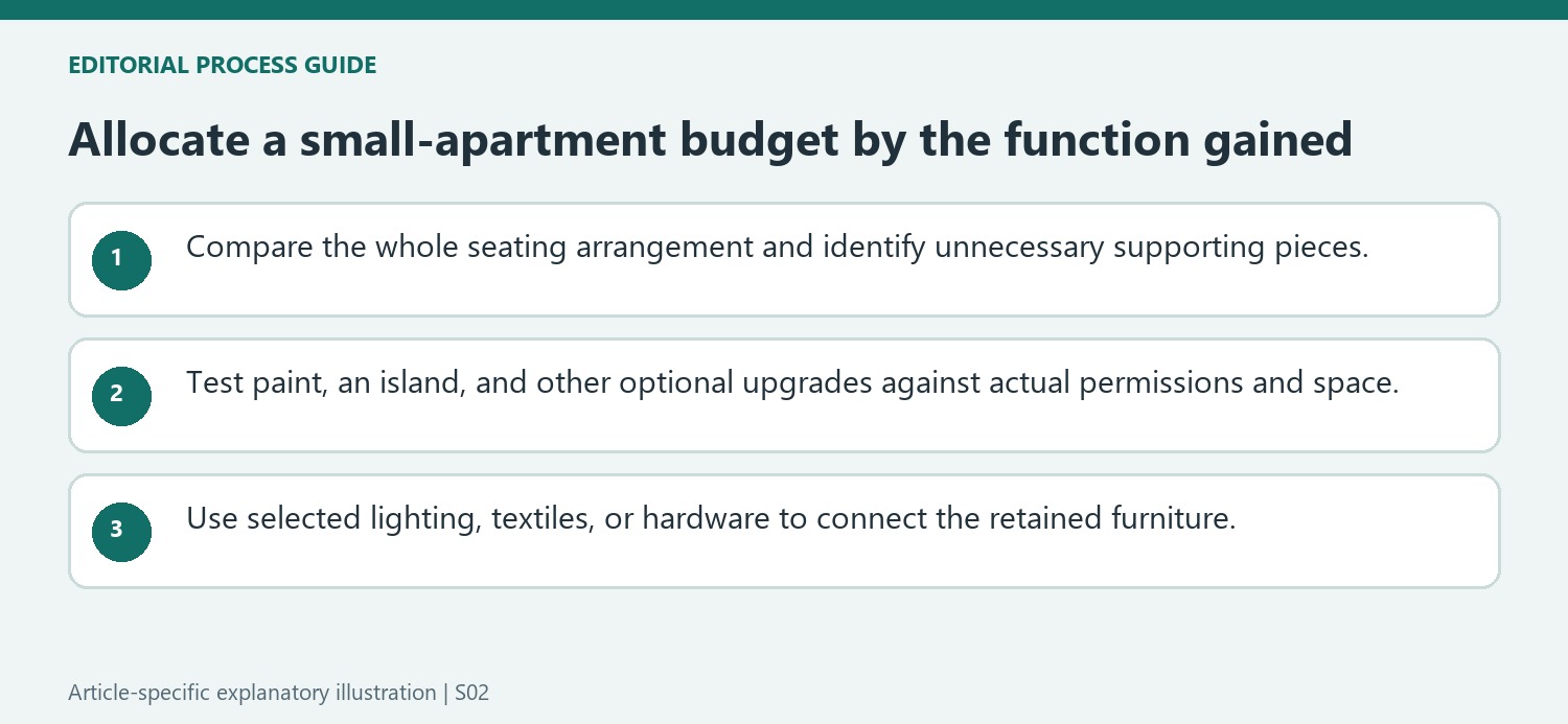 Allocate a small-apartment budget by the function gained