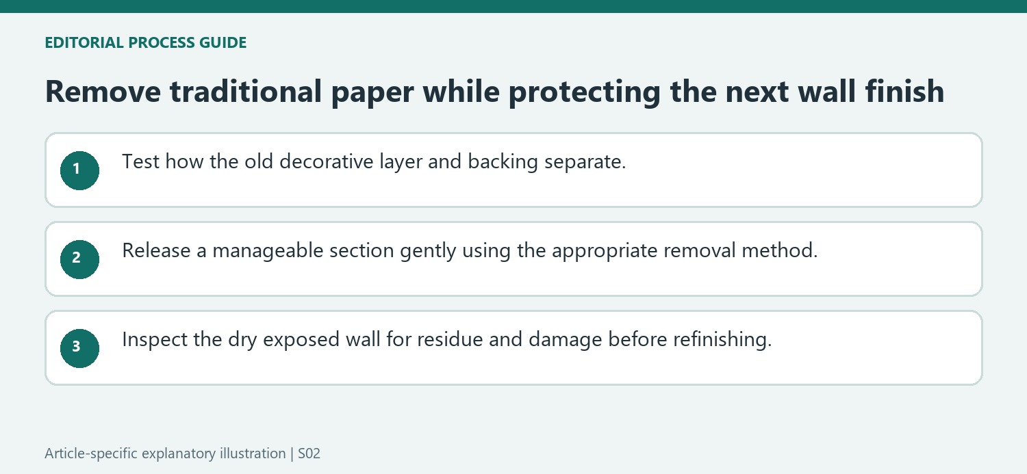 Remove traditional paper while protecting the next wall finish