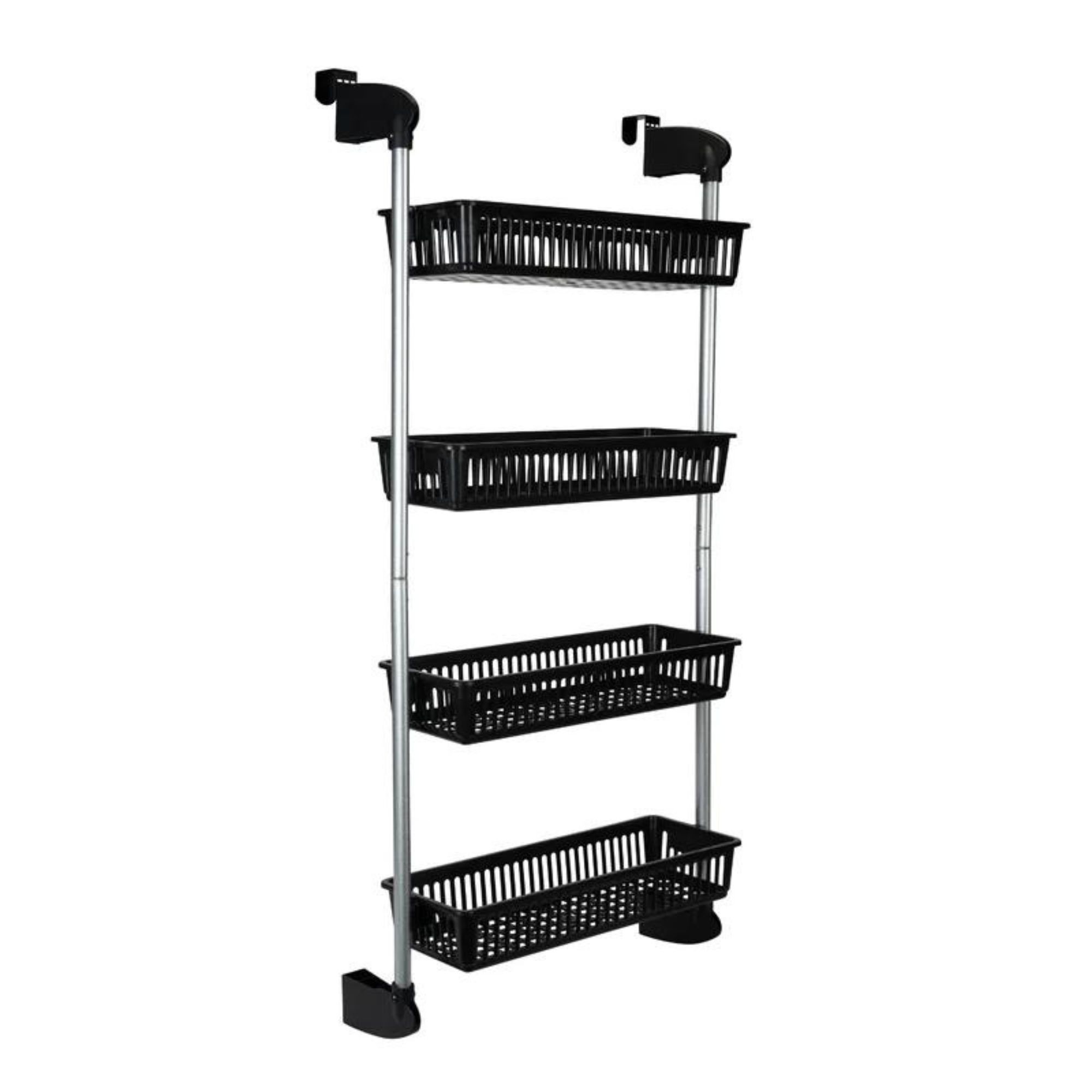 The reference shopping edit includes a narrow over-door basket organizer, illustrating a different storage form from the cover's shoe rack.