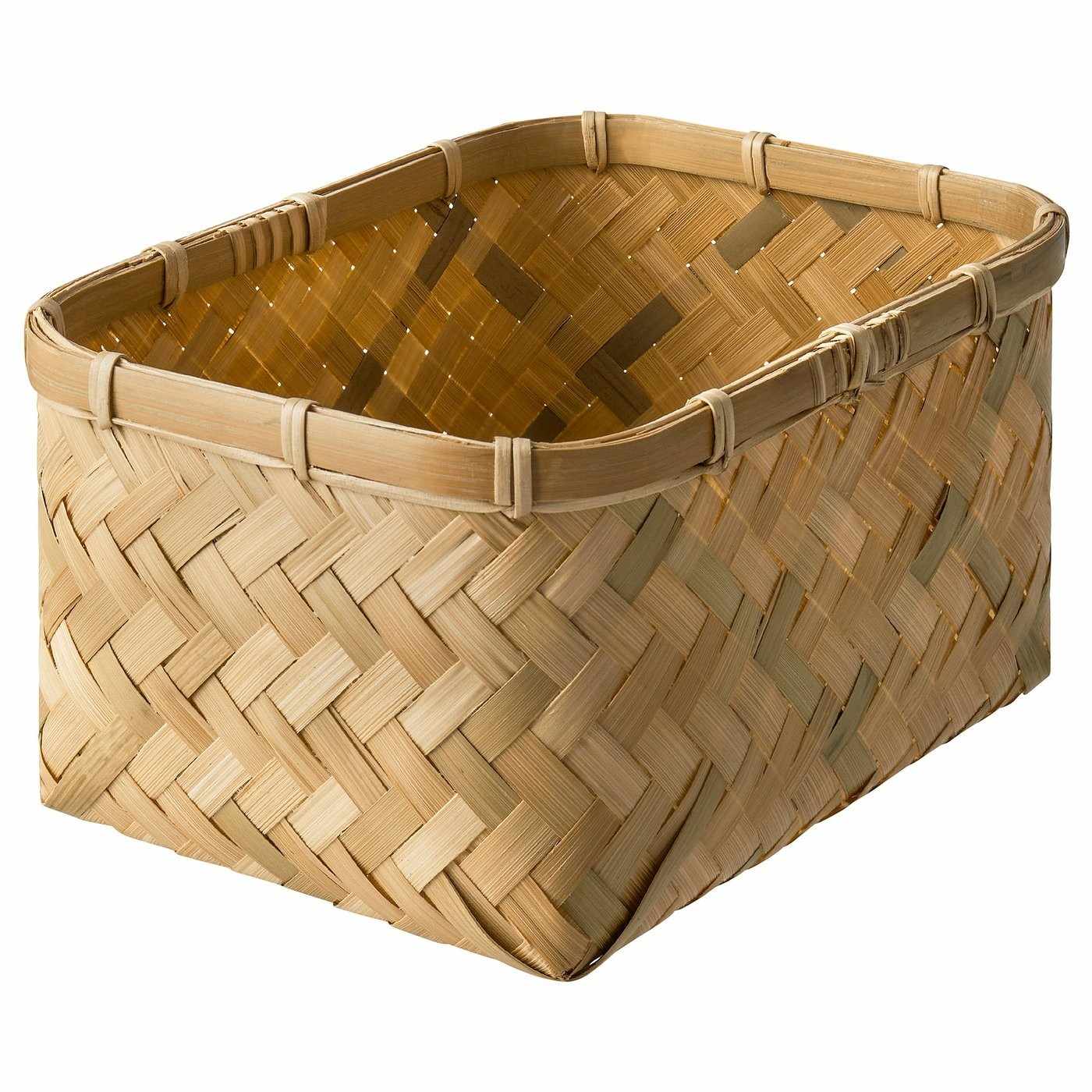 The source shopping edit includes a bamboo basket as an optional container for smaller entrance belongings; compatibility needs checking against the selected unit.