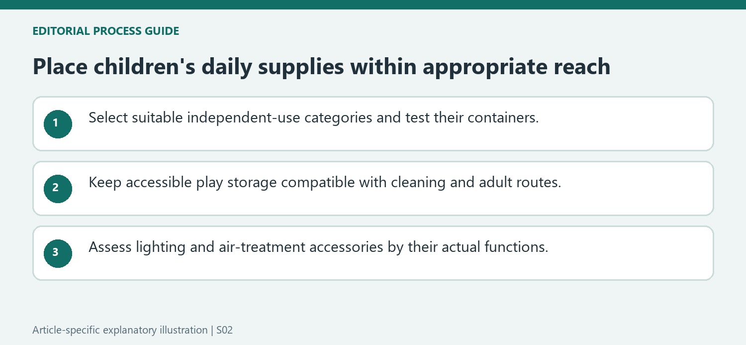 Place children's daily supplies within appropriate reach