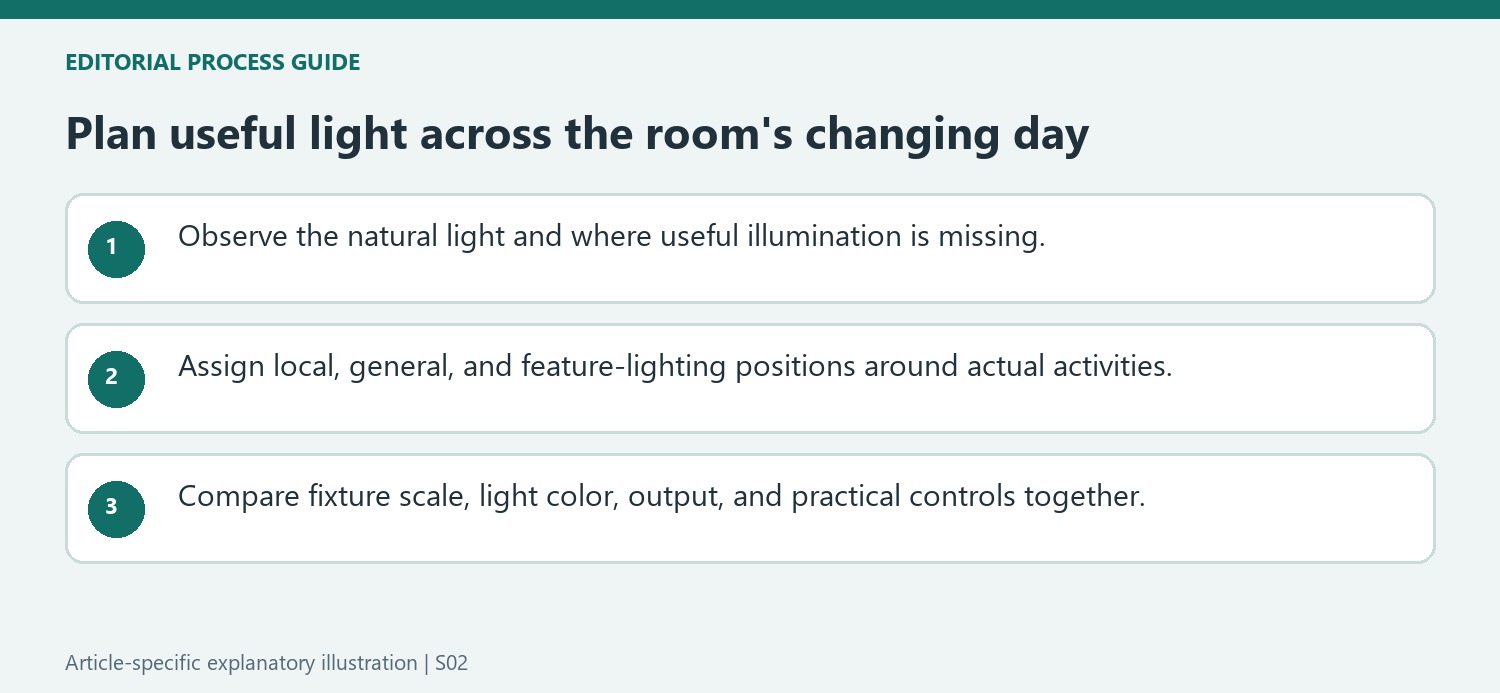Plan useful light across the room's changing day