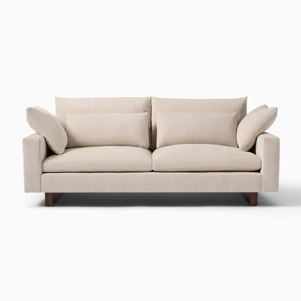 A sofa in the reference publication's shopping edit illustrates a possible outline to compare; the picture alone does not verify cushion construction or comfort.